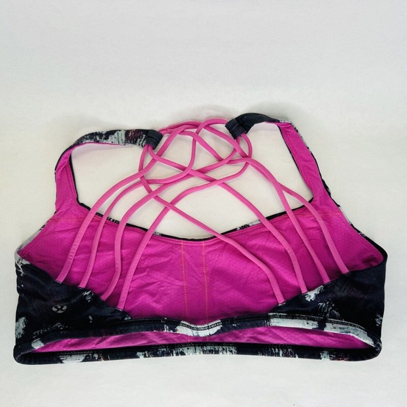 Lululemon Free To Be Wild Sports Bra Kara Blossom Multi Blue Pink Strappy Sz 10 - Picture 8 of 10